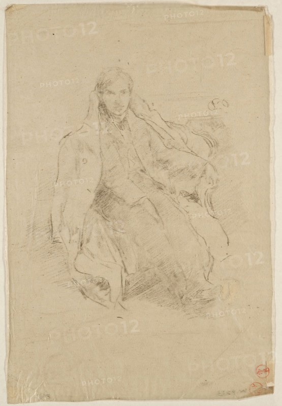 H.C. Pollitt, 1896, James McNeill Whistler, American, 1834-1903, United States, Lithographic crayon on thin, transparent transfer paper, tipped onto card (modern mount), 238 x 159 mm