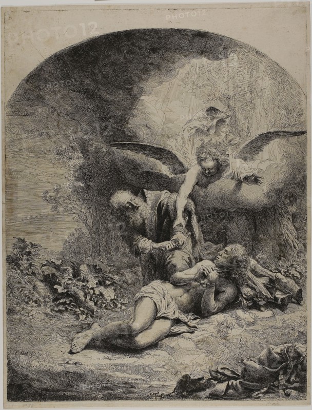 The Sacrifice of Abraham, 1642/51, Ferdinand Bol, Dutch, 1616-1680, Holland, Etching on paper, 425 x 326 mm (plate), 439 x 334 mm (sheet)