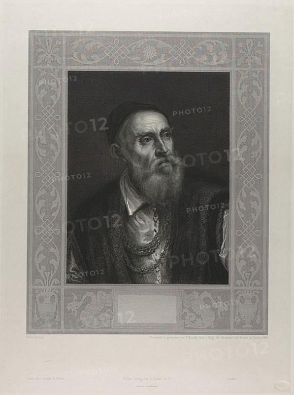 Portrait of Titian, 1843, Johann August Eduard Mandel (German, 1810-1882), after Titian (Italian, c. 1488-1576), Germany, Engraving in black on paper, 308 x 247 mm (image), 408 x 310 mm (plate), 452 x 347 mm (sheet)