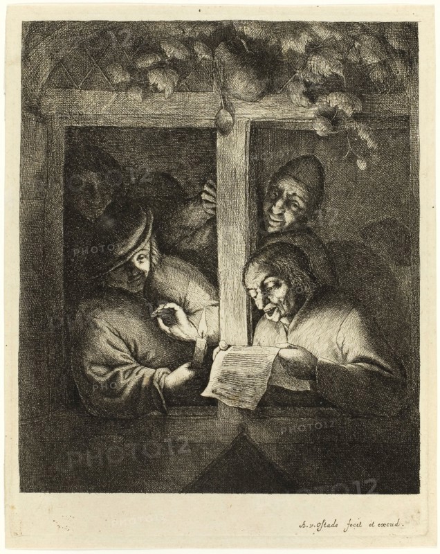 The Singers, c. 1668, Adriaen van Ostade, Dutch, 1610-1685, Holland, Etching on paper, 219 x 185 mm (image), 243 x 193 mm (plate), 252 x 200 mm (sheet)