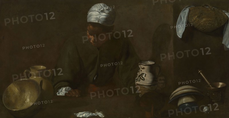 Kitchen Scene, 1618/20, Diego Velázquez, Spanish, 1599-1660, Spain, Oil on canvas, 21 7/8 × 41 1/8 in. (55.9 × 104.2 cm)