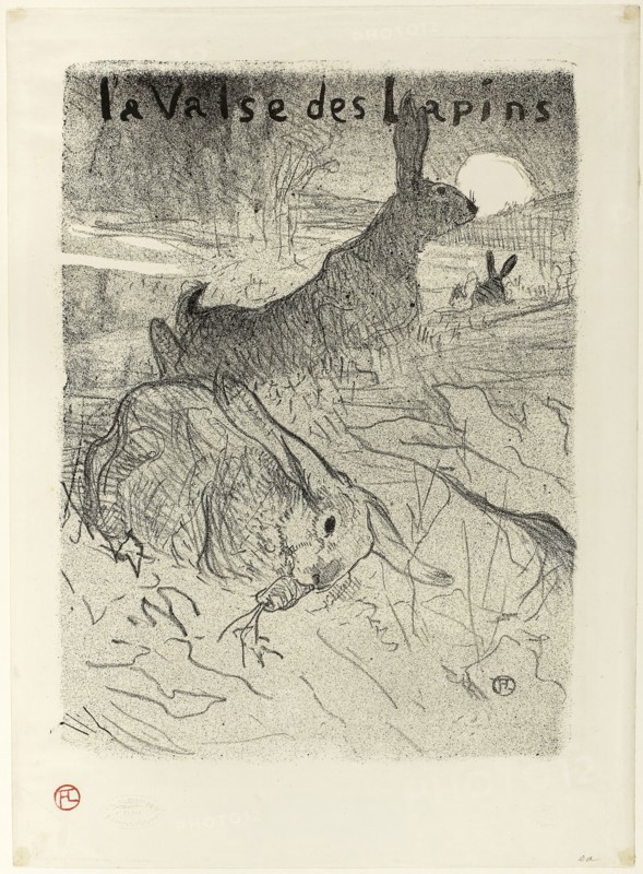 The Rabbits’ Waltz, 1895, Henri de Toulouse-Lautrec, French, 1864-1901, France, Lithograph on cream wove paper, 313 × 233 mm (image), 384 × 283 mm (sheet)