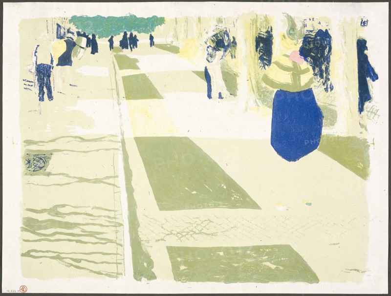 The Avenue, plate two from Landscapes and Interiors, 1899, Edouard Vuillard (French, 1868-1940), printed by Auguste Clot (French, 1858-1936), published by Ambroise Vollard (French, 1867-1939), France, Color lithograph on grayish-ivory China paper, 311 × 411 mm (image), 334 × 442 mm (sheet)
