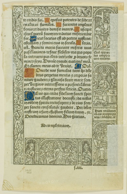Death of Virgin, from Book of Hours, n.d., Philippe Pigouchet (French, active 1488-1518), published by Simon Vostre (French, active 1486–1518), France, Woodcut, with hand-coloring, in black on paper, 137 × 88 mm