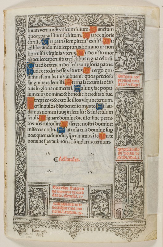 Visitation, from the Book of Hours, n.d., Thielmann Kerver, German, active 1497-1524, Germany, Woodcut in black (or soft metal relief cut) with hand-coloring on parchment, 150 x 91 mm