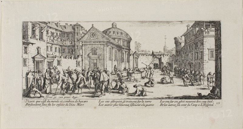 The Hospital, plate fifteen from The Miseries of War, 1633, Jacques Callot (French, 1592-1635), published by Israël Henriet (French, 1590-1661), France, Etching on paper, 82 × 186.5 mm (plate), 120 × 223 mm (sheet)