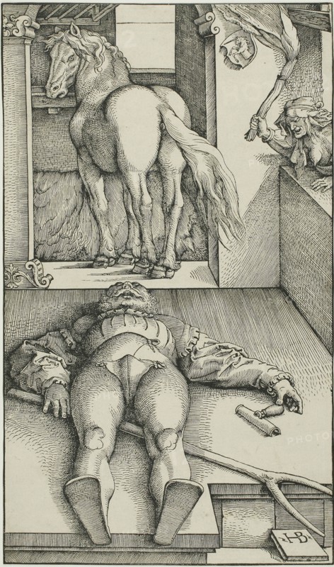 The Bewitched Groom, c. 1544, Hans Baldung Grien, German, c. 1480-1545, Germany, Woodcut in black on ivory laid paper, 342 x 201 mm (block/sheet)