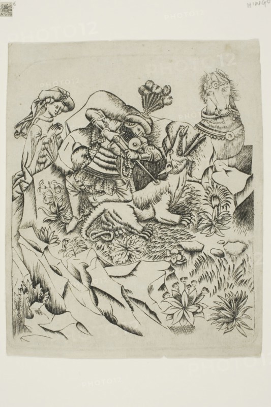 Saint George and the Dragon, n.d., Master of the Nuremberg Passion (German, active before 1450), after The Master of the Playing Cards (German, active c.1425-1450), Germany, Engraving on ivory laid paper, 156 x 134 mm (plate), 168 x 135 mm (sheet)