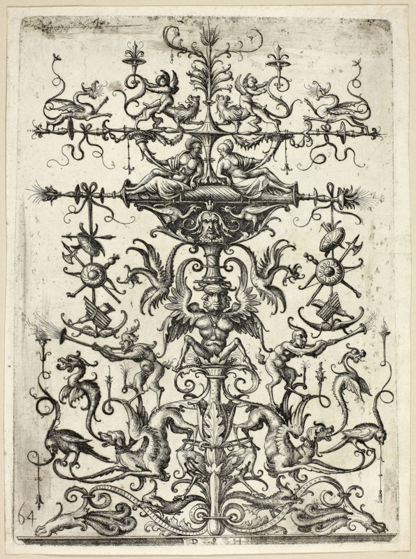 Ornament with Arabesques, 1526/30, printed 1684, Daniel Hopfer, I, German, 1470-1536, Germany, Etching in black on ivory laid paper, 258 x 189 mm (image/plate), 268 x 199 mm (sheet)