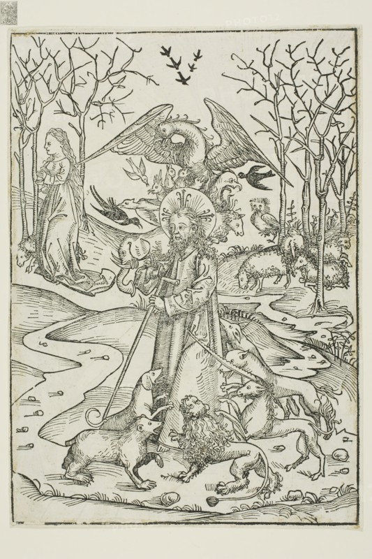 The Virtues of Christ and the Wickedness of His Enemies Symbolized by Diverse Birds and Beasts (verso), The Last Supper (recto), pages 66 and 65 from the Treasury (Schatzbehalter), 1491, Michael Wolgemut and Workshop (German, 1434/37–1519), published by Anton Koberger (German, 1440–1513), Germany, Woodcut on ivory laid paper, 253 x 177 mm (image/block, verso), 259 x 181 (sheet), Les Tombeaux des Rois (St. Denis), c. 1867, Charles Soulier, French, 1840-1875, France, Albumen print, from the album "Paris et ses environs