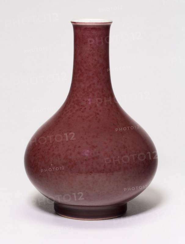 Bottle-Shaped Vase with Globular Body, Qing dynasty (1644–1911), c. 19th century, China, Porcelain with copper red peachbloom glaze, H. 16.5 cm (6 1/2 in.), diam. 11.4 cm (4 1/2 in.)