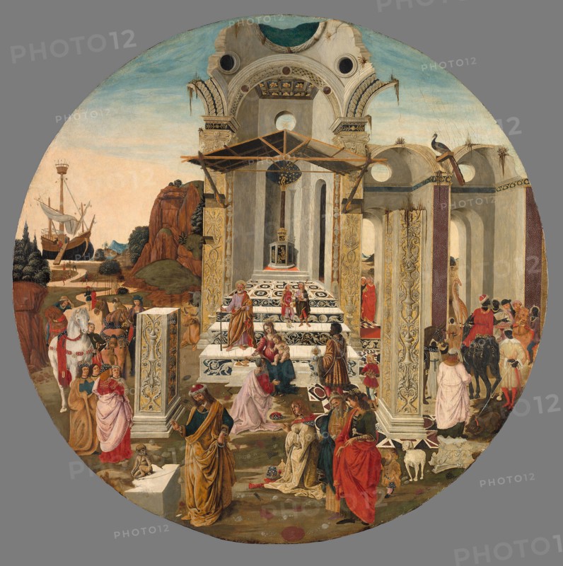 The Adoration of the Magi, c. 1495, Attributed to Raffaello Botticini, Italian, 1477–c.1520, Italy, Tempera on panel (poplar), Diameter: 104.2 cm (41 in.)