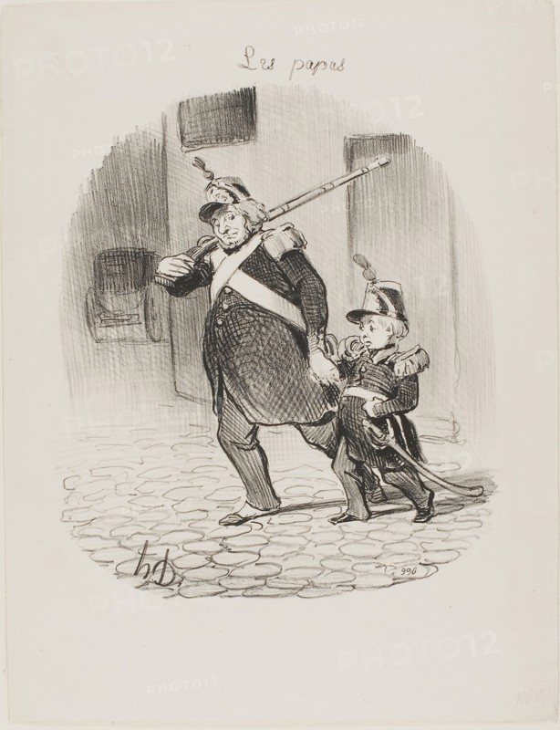 The day of the great parade, plate 6 from Les Papas, 1847, Honoré Victorin Daumier, French, 1808-1879, France, Lithograph in black on white wove paper, 273 × 225 mm (image), 354 × 274 mm (sheet)