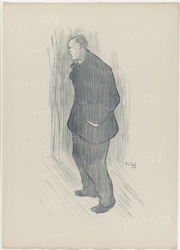 Mévisto, from Le Café-Concert, 1893, Henri-Gabriel Ibels (French, 1867-1936), printed by Edward Ancourt & Cie (French, 19th-20th century), published by L’Estampe originale (French, 1893-1895), France, Lithograph in dark green on cream wove paper, 350 × 203 mm (image), 443 × 317 mm (sheet)