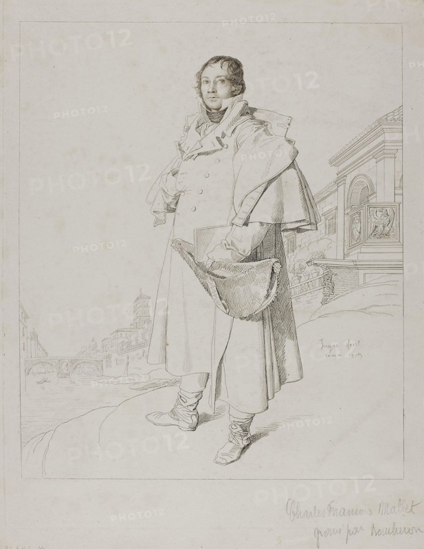 Charles Francois Mallet, c. 1809, Angelo Boucheron (French, 1779/80-after 1830), after Jean–Auguste–Dominique Ingres (French, 1780–1867), France, Etching and drypoint on ivory wove paper, 252 × 211 mm (plate), 327 × 280 mm (sheet)