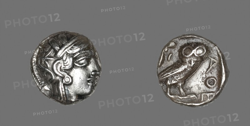 Tetradrachm (Coin) Depicting the Goddess Athena, 490/322 BC, Greek, minted in Athens, Ancient Greece, Silver, Diam. 2.3 cm, 17.09 g