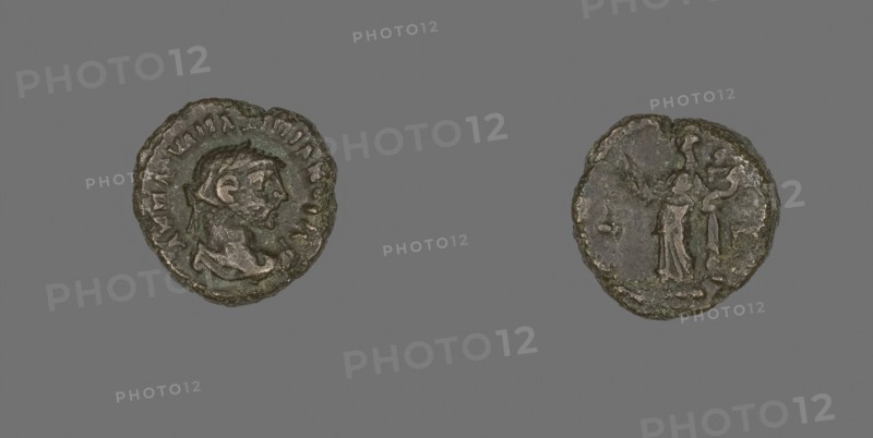 Coin Portraying Emperor Marcus Aurelius Valerius Maximianus (Maximian or Maximianus I), AD 286/305, Roman, Alexandria, Billon, Diam. 1.9 cm, 7.55 g
