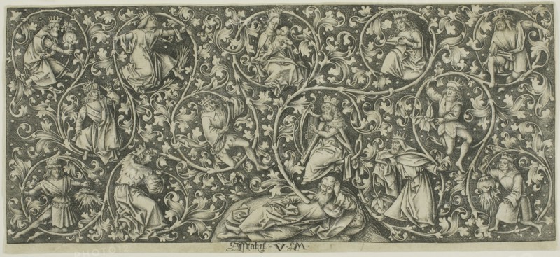 Ornament with the Tree of Jesse, 1480–90, Israhel van Meckenem the Younger, German, c. 1440/45-1503, Germany, Engraving on paper, 121 x 268 mm