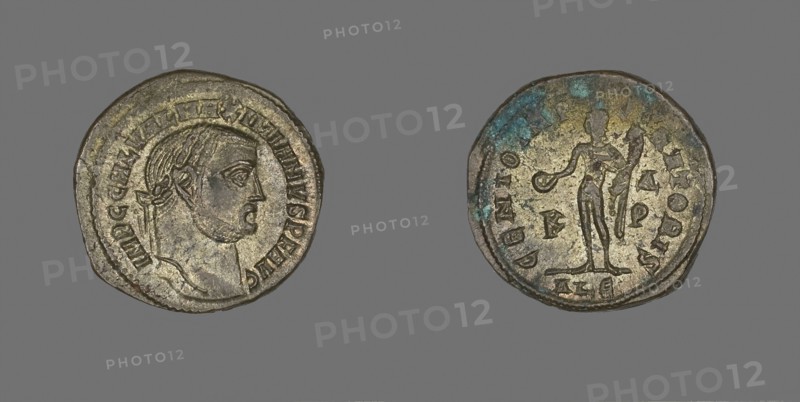 As (Coin) Portraying Emperor Galerius, AD 305/311, Roman, minted in Alexandria, Ancient Mediterranean, Bronze, Diam. 2.6 cm, 7.51 g