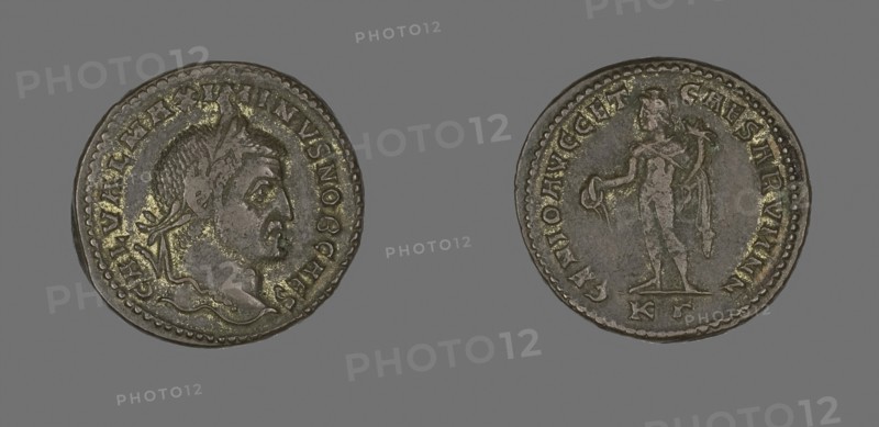 Coin Portraying Emperor Maximinus, AD 305/309, Roman, Ancient Mediterranean, Bronze, Diam. 2.7 cm, 9.45 g