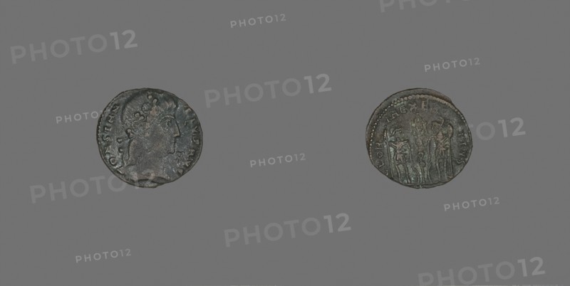Coin Portraying Emperor Constantius II, AD 337/361, Roman, Ancient Mediterranean, Bronze, Diam. 1.5 cm, 1.39 g