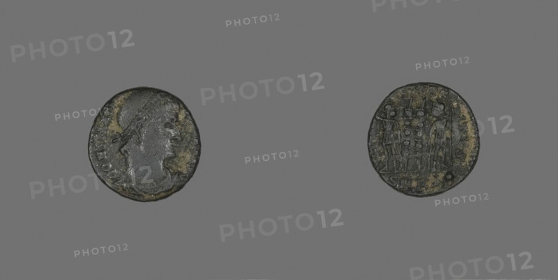 Coin Portraying Emperor Constantius I, 3rd/4th century AD, Roman, Ancient Mediterranean, Bronze, Diam. 1.7 cm, 2.42 g