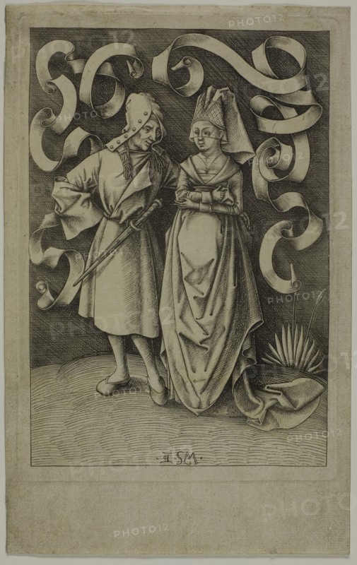 The Ill-Assorted Couple, c. 1495, Israhel van Meckenem the Younger, German, c. 1440/45-1503, Germany, Engraving on ivory laid paper, 160 x 110 mm (image/plate), 201 x 126 mm (sheet)