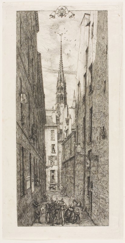 Rue des Chantres, Paris, 1862, Charles Meryon, French, 1821-1868, France, Etching on ivory laid paper, 288 × 121 mm (image), 300 × 149 mm (plate), 310 × 159 mm (sheet)