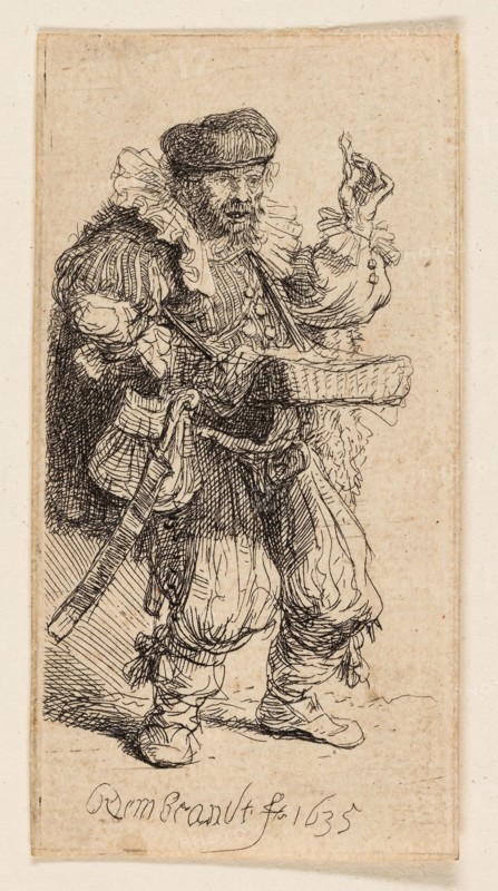 The Quacksalver, 1635, Rembrandt van Rijn, Dutch, 1606-1669, Holland, Etching on paper, 73 x 37 mm (plate), 74 x 38 mm (sheet)