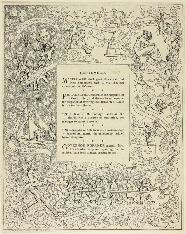 September, from Life, 1887, F. G. Atwood, American, 19th century, United States, Lithograph on newsprint, Sherman, published March 5, 1891, F. G. Atwood, American, 19th century, United States, Lithograph on newsprint, 224 x 143 mm, Their Coat of Arms, published April 11, 1889, Thomas Nast, American, 1840-1902, United States, Lithograph on newsprint, 302 x 219 mm