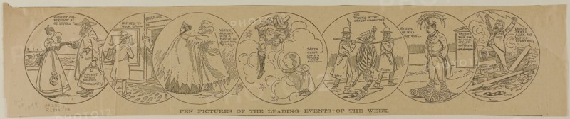 Pen Pictures of The Leading Events of the Week, from Chicago Tribune, published December 30, 1894, H. R. H., American, 19th century, United States, Lithograph on newsprint, 90 x 417 mm