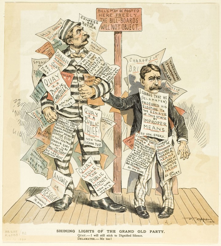 Shining Lights of the Grand Old Party, 1890, Frederick Opper, American, 1857-1937, United States, Color lithograph on newsprint, 238 x 215 mm