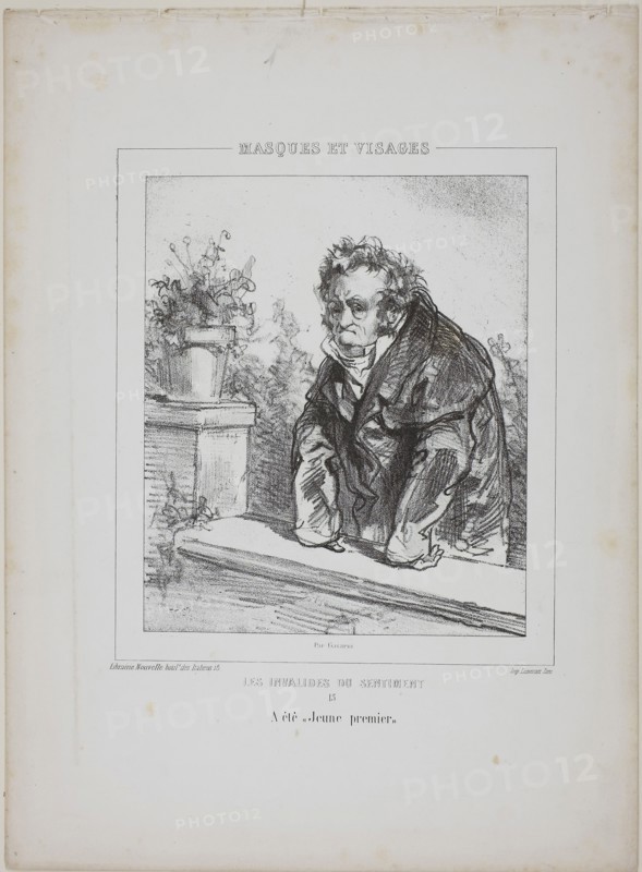 Les Invalides du Sentiment: A été jeune premier, 1853, Paul Gavarni, French, 1804-1866, France, Lithograph in black on cream wove paper, 218 × 185 mm (image), 365 × 268 mm (sheet)
