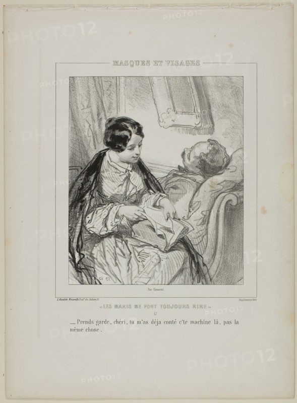 Les maris me font toujours rire: Prends garde, chéri.., 1853, Paul Gavarni, French, 1804-1866, France, Lithograph in black on cream wove paper, 219 × 186 mm (image), 365 × 268 mm (sheet)