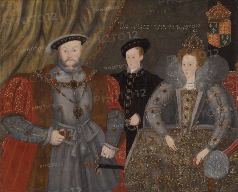 Henry VIII, Elizabeth I, and Edward VI, 1597, English, England, Oil on panel, 24 3/4 × 30 11/16 in. (63 × 78 cm)