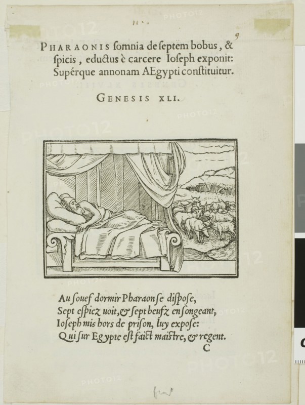 Pharoah’s Dream (recto), Jacob Adopts Sons of Joseph (verso), n.d., Hans Holbein, the younger, German, 1497-1543, Germany, Woodcut on paper, 62 x 87 mm