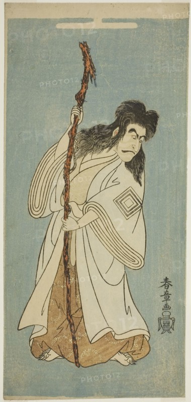 The Actor Ichikawa Danjuro IV possibly as Tenjiku Tokubei in the play Tenjiku Tokubei Turns the Helm toward Home (Tenjiku Tokubei Kokyo no Torikaji), performed at the Nakamura Theater in the eighth month, 1768, c. 1768, Katsukawa Shunsho ?? ??, Japanese, 1726-1792, Japan, Color woodblock print, hosoban, 32.6 x 15.2 cm (12 13/16 x 6 in.)