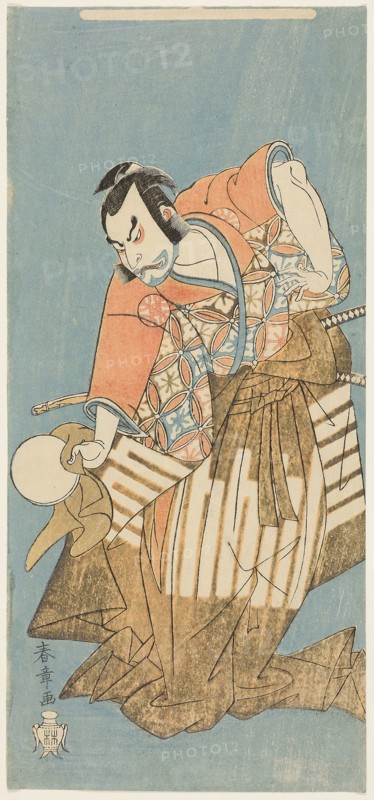 The Actor Nakamura Nakazo I as Osada no Taro in the play Ima o Sakari Suehiro Genji (The Genji Clan Now at Its Zenith), c. 1768, Katsukawa Shunsho ?? ??, Japanese, 1726-1792, Japan, Color woodblock print, hosoban, 30.5 x 14.4 cm (12 x 5 11/16 in.)