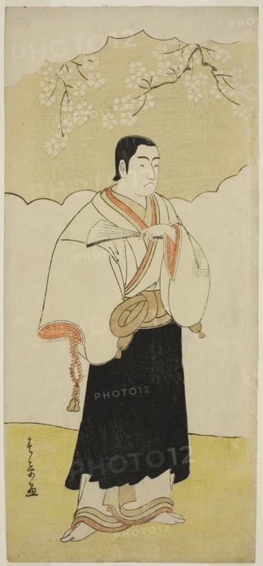 The Actor Ichikawa Monnosuke II as the Monk Renseibo in the Play Hatsumombi Kuruwa Soga, Performed at the Nakamura Theater in the Third Month, 1780, c. 1780, Katsukawa Shunsho ?? ??, Japanese, 1726-1792, Japan, Color woodblock print, hosoban, left sheet of triptych, 33.2 x 15.1 cm (13 1/8 x 5 15/16 in.)