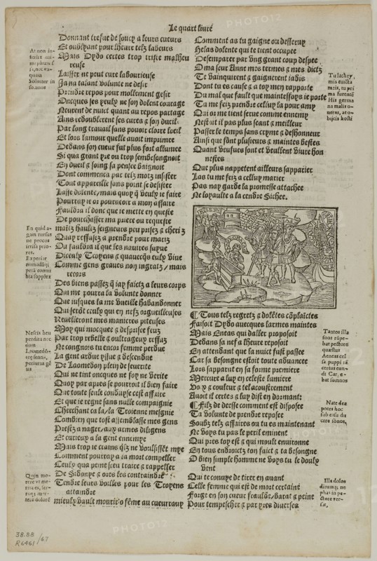 Illustration from Les Eneydes de Virgille, plate 67 from Woodcuts from Books of the XVI Century, 1540, assembled into portfolio 1937, Unknown Artist (French, 16th century), assembled by Max Geisberg (Swiss, 1875-1943), France, Woodcut on paper, 55 × 78 mm (image), 261 × 173 mm (image/te×t), 296 × 198 mm (sheet)