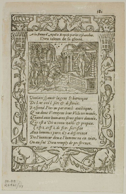 Illustration from Le Pegme by Lanteaume de Romieu Cousteau, plate 77 from Woodcuts from Books of the XVI Century, 1560, assembled into portfolio 1937, Unknown Artist (French, 16th century), assembled by Max Geisberg (Swiss, 1875-1943), France, Woodcut on paper, 132 × 87 mm (image/te×t), 159 × 103 mm (sheet)