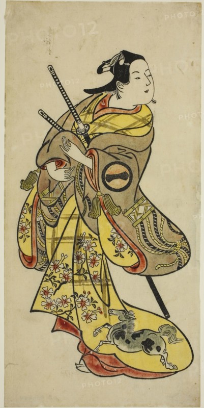 The Actor Ichikawa Monnosuke I, c. 1719, Attributed to Okumura Toshinobu, Japanese, active c. 1717-50, Japan, Hand-colored woodblock print, hosoban, beni-e, 29.2 x 14.2 cm (11 1/2 x 5 9/16 in.)
