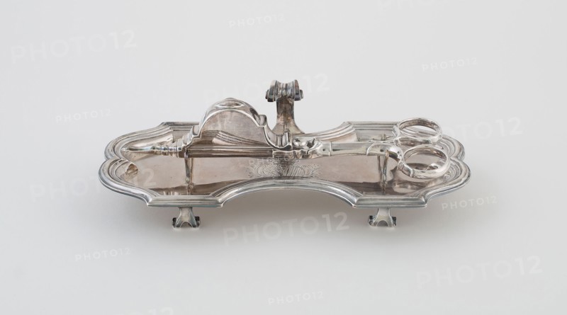 Candle Snuffer with Tray, 1751, Joachim Martin, French, 1681-c. 1760, France, Silver, Snuffer: 17.4 × 5.9 cm (6 7/8 × 2 3/8 in.), Tray: 20 × 9.1 cm (7 7/8 × 3 9/16 in.)