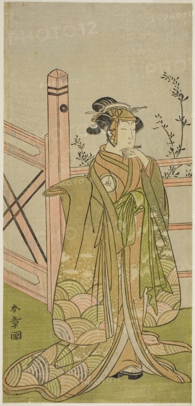 The Actor Iwai Hanshiro IV in an Unidentified Role, c. 1772, Katsukawa Shunsho ?? ??, Japanese, 1726-1792, Japan, Color woodblock print, hosoban, 29 x 13.7 cm (11 7/16 x 5 3/8 in.)