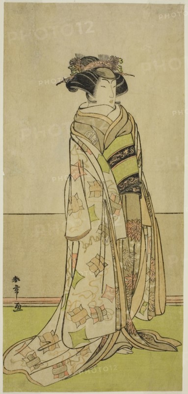 The Actor Segawa Kikunojo III in an Unidentified Role, c. 1780, Katsukawa Shunsho ?? ??, Japanese, 1726-1792, Japan, Color woodblock print, hosoban, 29.4 x 13.8 cm (11 9/16 x 5 7/16 in.)