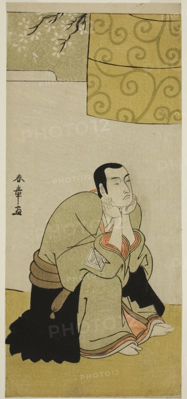 The Actor Ichikawa Monnosuke II as a Buddhist Monk in the Play Edo no Hana Mimasu Soga, Performed at the Nakamura Theater in the Fourth Month, 1783, c. 1783, Katsukawa Shunsho ?? ??, Japanese, 1726-1792, Japan, Color woodblock print, hosoban, left sheet of triptych (?), 32 x 14.2 cm (12 5/8 x 5 9/16 in.)