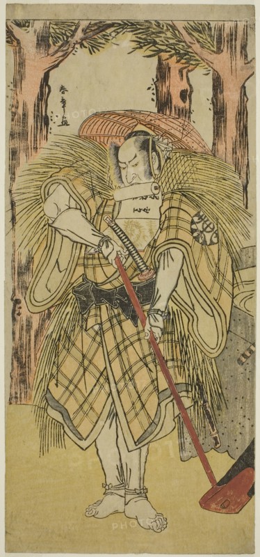 The Actor Nakamura Nakazo I as Hakamadare Yasusuke or Watanabe no Tsuna (?) in the Play Shintenno Tonoi no Kisewata (?), Performed at the Nakamura Theater (?) in the Eleventh Month, 1781 (?), c. 1781, Katsukawa Shunsho ?? ??, Japanese, 1726-1792, Japan, Color woodblock print, hosoban, left sheet of diptych, 32.7 x 14.9 cm (12 7/8 x 5 7/8 in.)