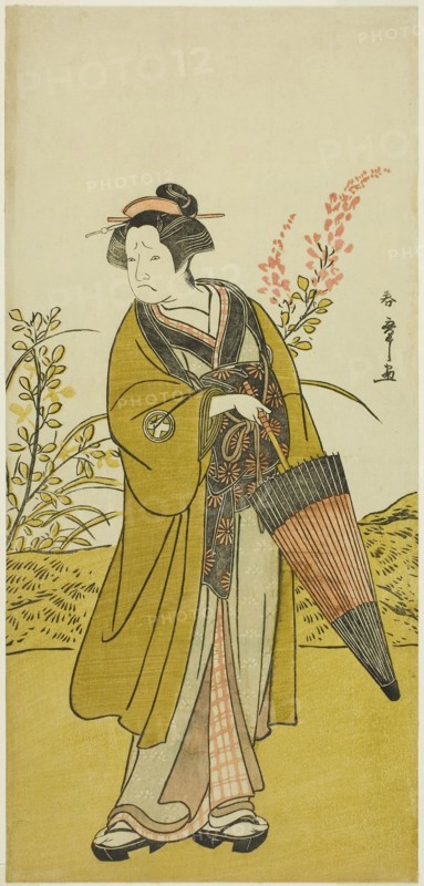 The Actor Otani Tomoemon I as Otsuma in the Play Kabuki no Hana Bandai Soga, Performed at the Ichimura Theater in the Fourth Month, 1781, c. 1781, Katsukawa Shunsho ?? ??, Japanese, 1726-1792, Japan, Color woodblock print, hosoban, right sheet of diptych, 31.6 x 14.5 cm (12 7/16 x 5 11/16 in.)
