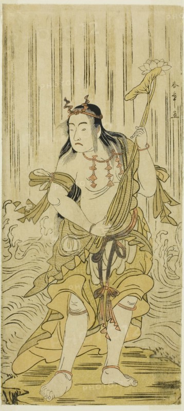 The Actor Sawamura Sojuro III as Kongara Doji in the Play Kitekaeru Nishiki no Wakayaka, Performed at the Nakamura Theater in the Eleventh Month, 1780, c. 1780, Katsukawa Shunsho ?? ??, Japanese, 1726-1792, Japan, Color woodblock print, hosoban, right sheet of diptych, 31 x 14 cm (12 3/16 x 5 1/2 in.)