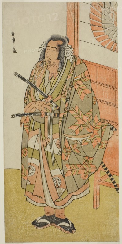 The Actor Onoe Matsusuke I in an Unidentified Role, c. 1782, Katsukawa Shunsho ?? ??, Japanese, 1726-1792, Japan, Color woodblock print, hosoban, 31 x 14.8 cm (12 3/16 x 5 13/16 in.)
